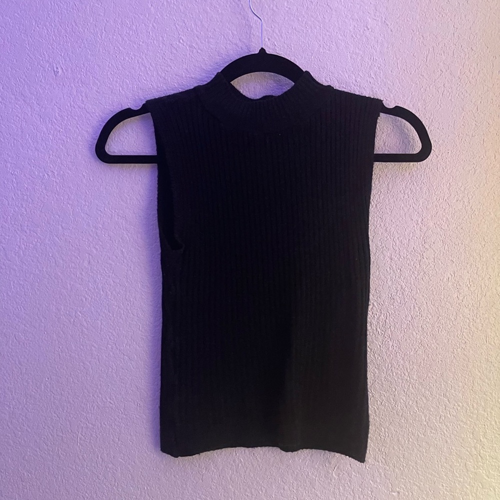 Black high neck sweater vest